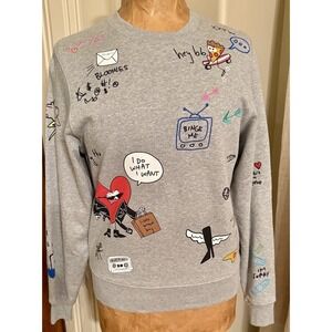Bloomingdale's Bloomie's XS Novelty Gray Embroidered Graphics Sweatshirt